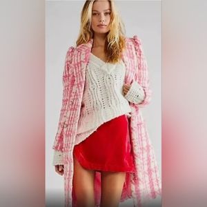 NWT❤️🔥$60 Free People Sexy Hot Pink Velvet Mini Skirt Sz 0